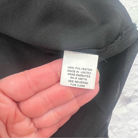 eShe Elegant Black Women's Blouse XL Chiffon Crop Bell Elbow Sleeve - Picture 4 of 8